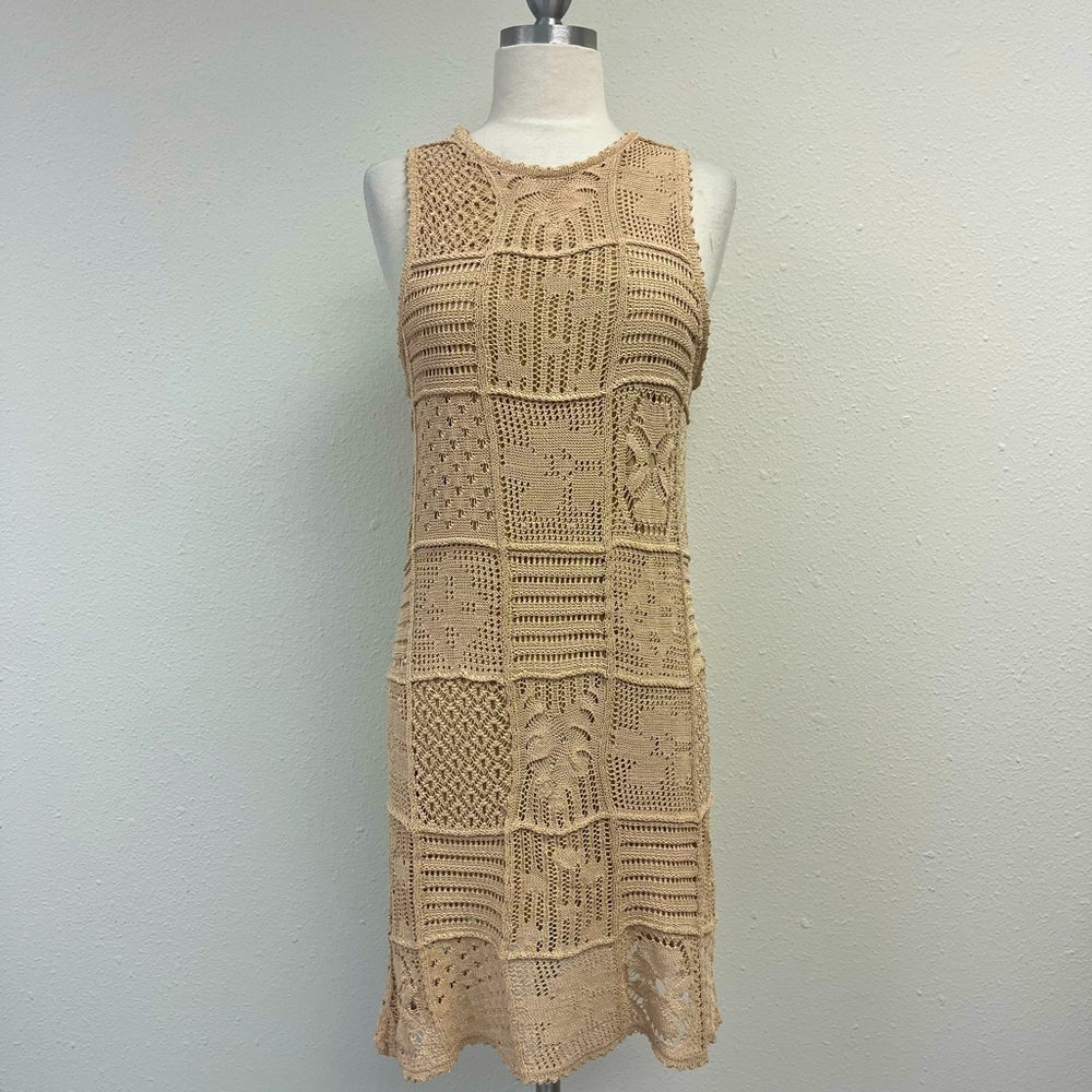 NEW Zara Dress Beige Crochet Design with Slip Never Worn